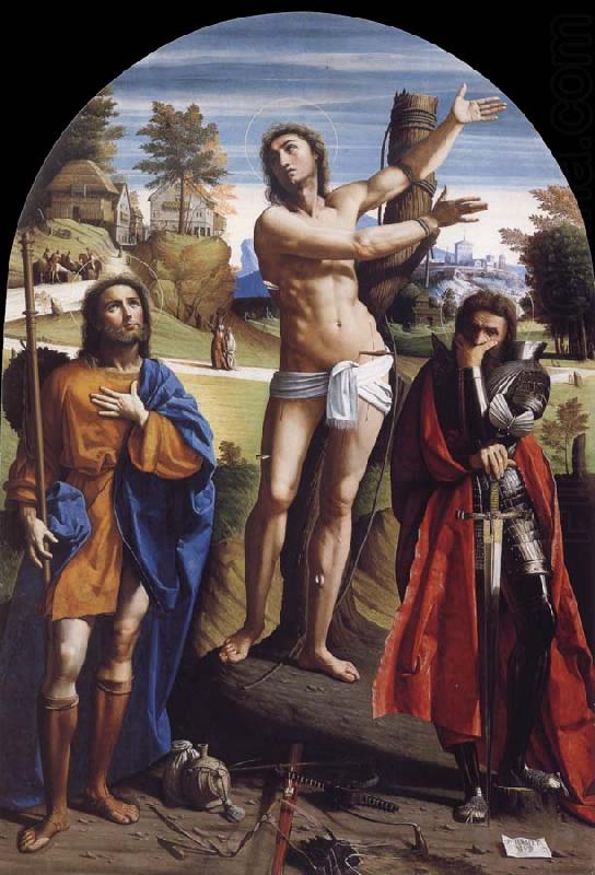 Saint Sebastian with Saints Roch and Demetrius, Giovanni Battista Ortolano